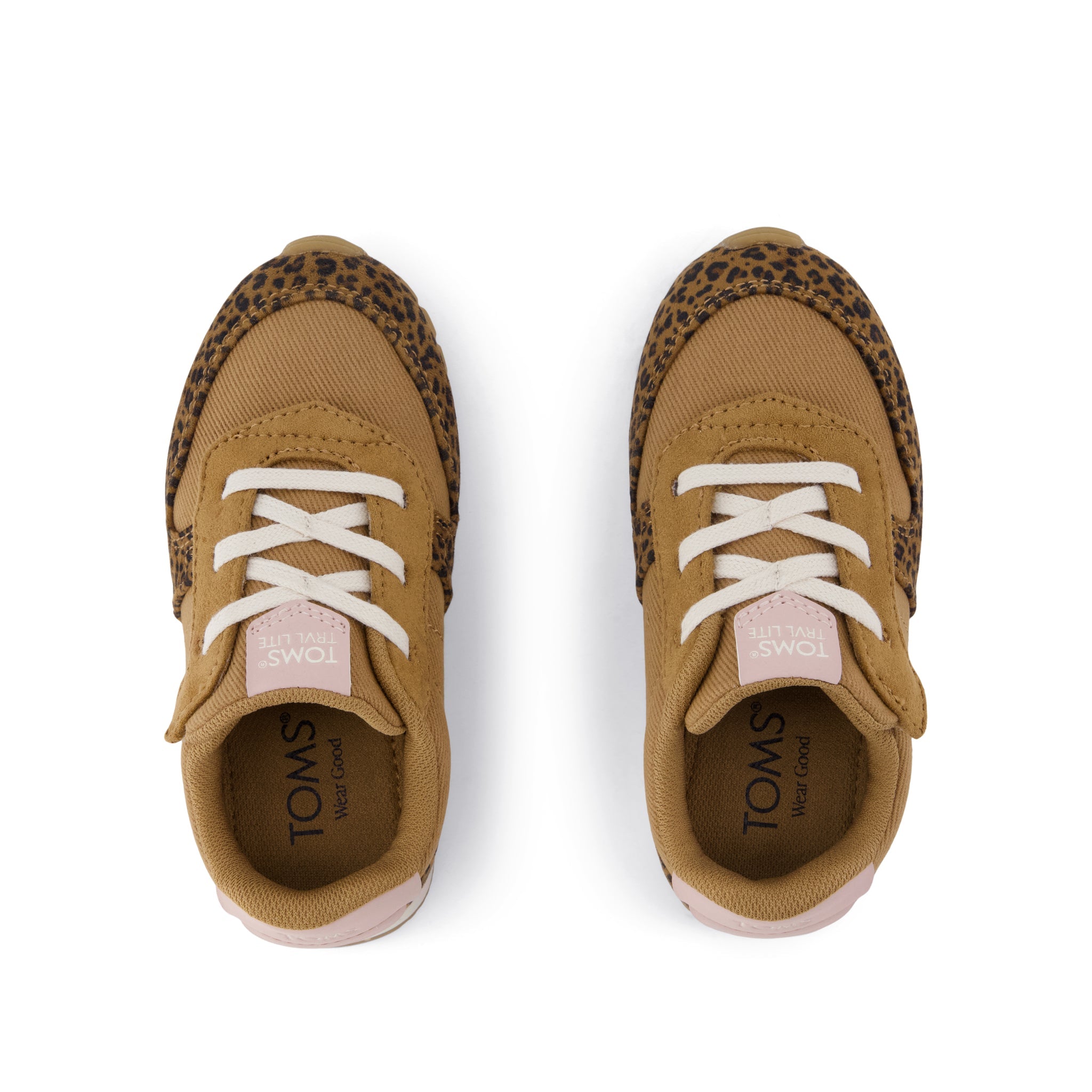 TRVL LITE Retro Runner Toddler Sneaker - Water Repellent Toffee Leopard Top View