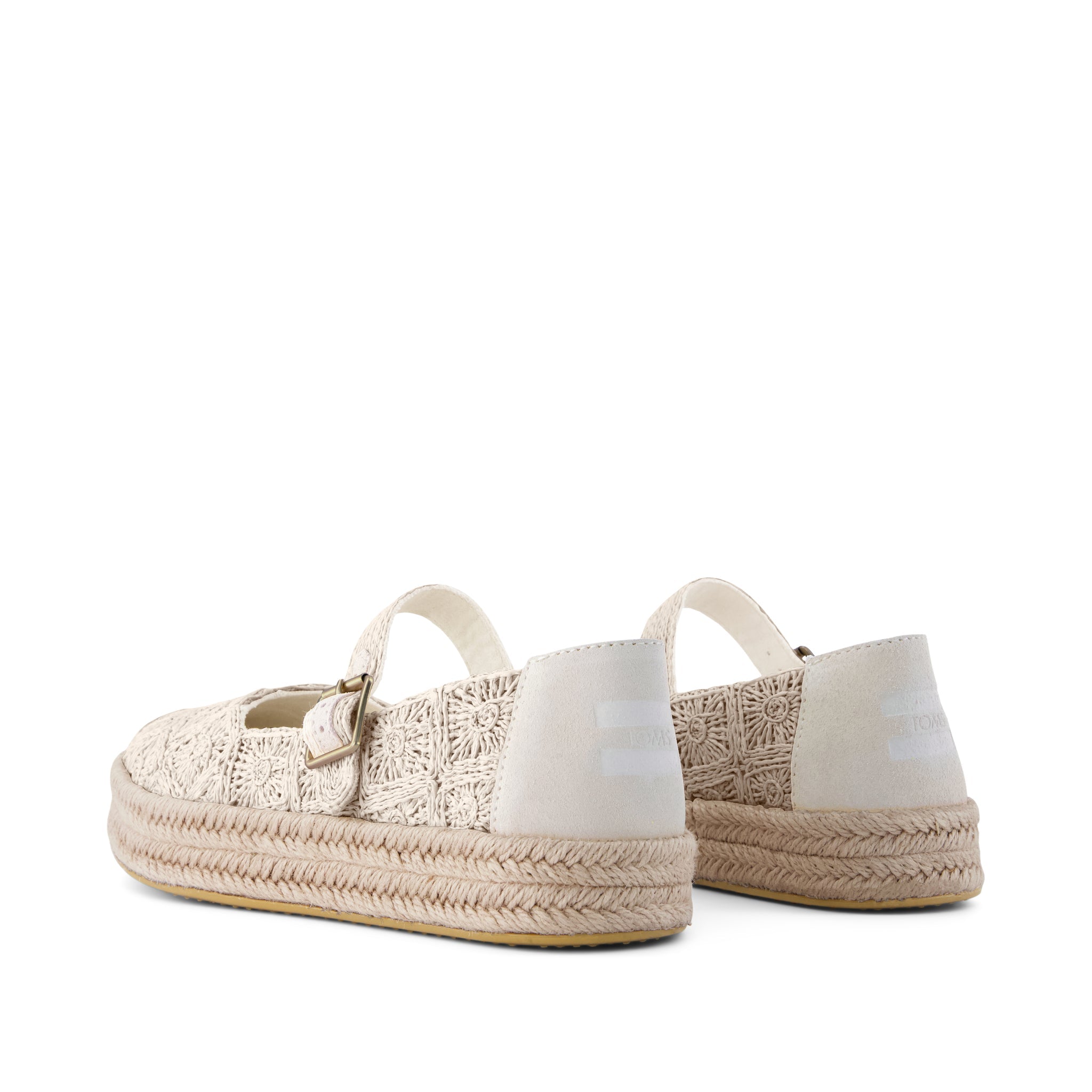 Carolina Mary Jane Espadrille - Undyed Floral Raffia Back View