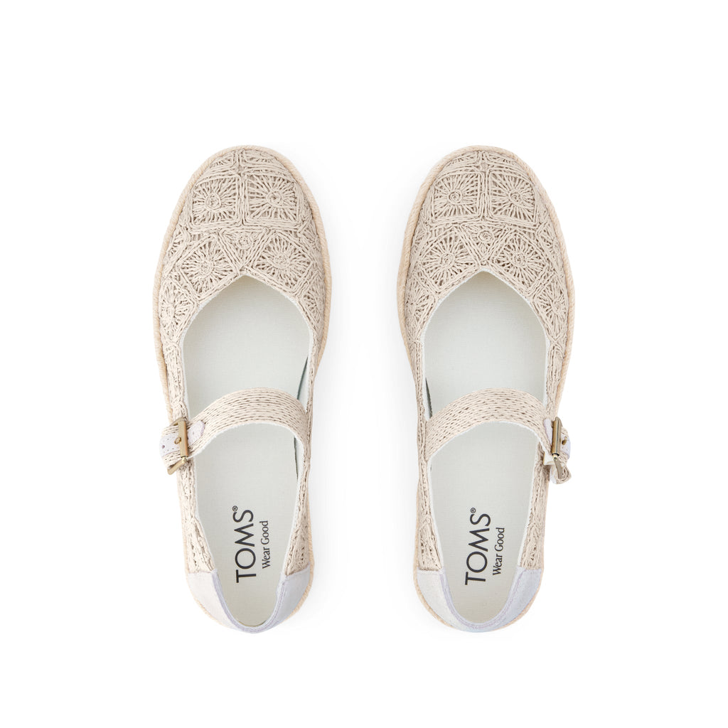 Carolina Mary Jane Espadrille - Undyed Floral Raffia Top View