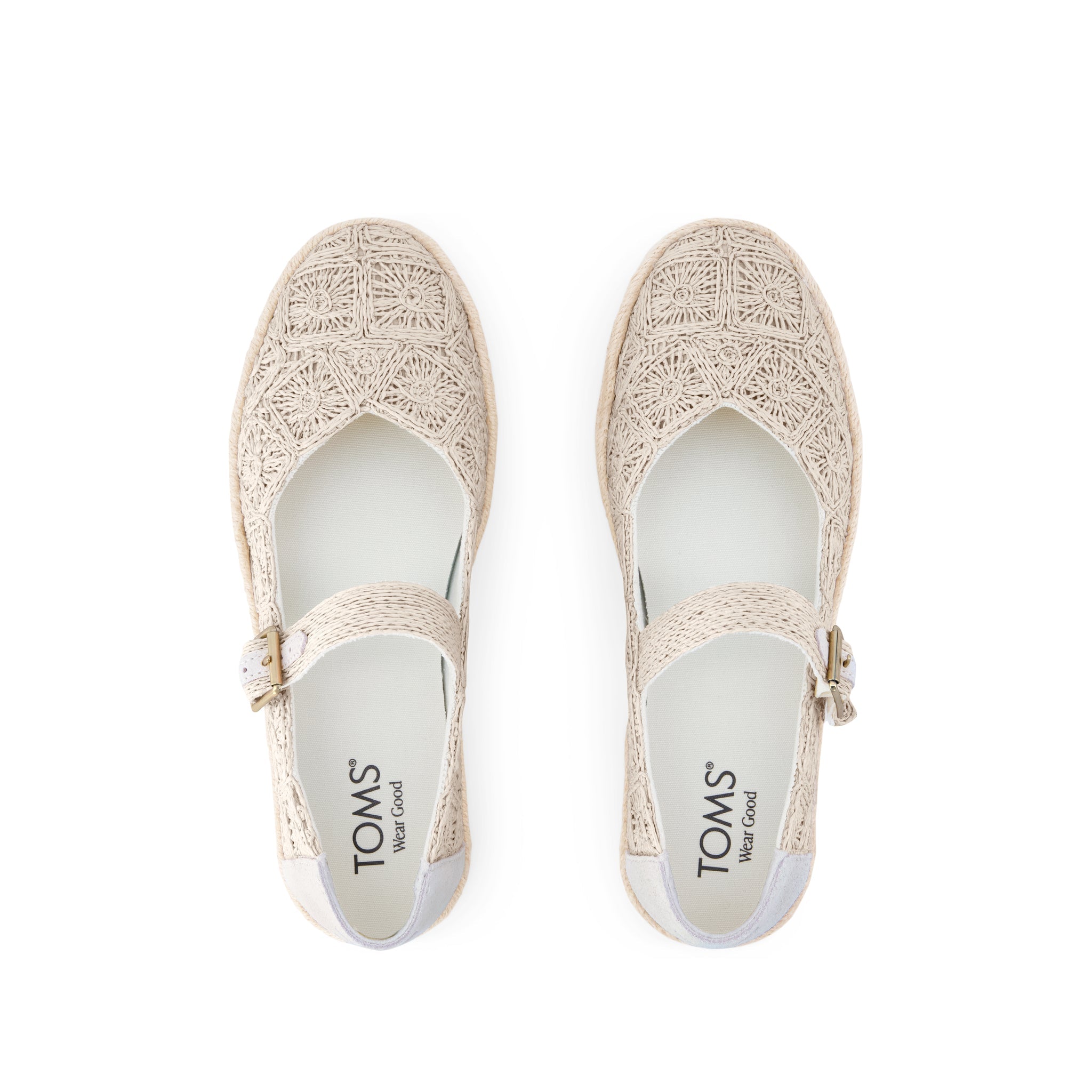 Carolina Mary Jane Espadrille - Undyed Floral Raffia Top View