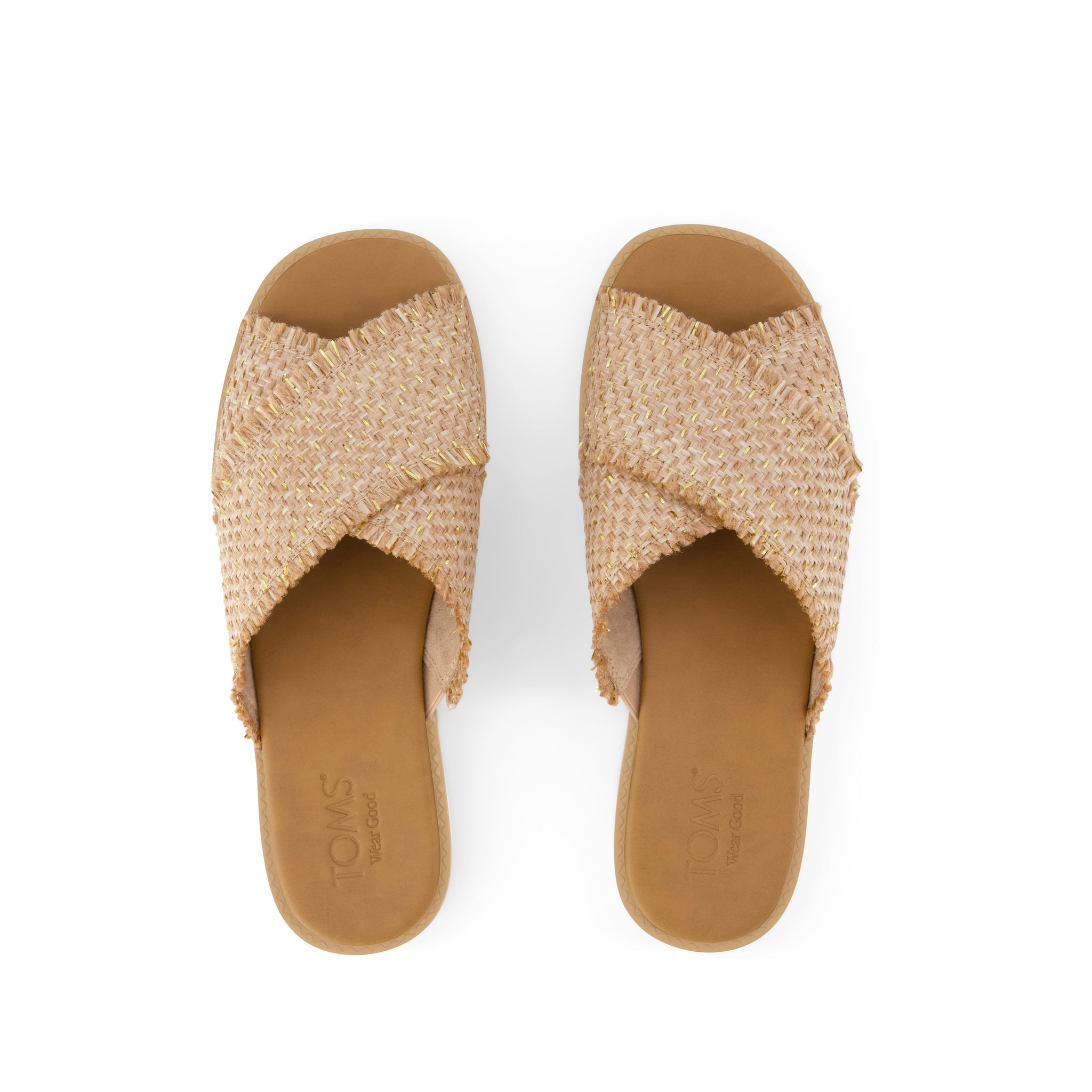 Womens Mae Crossover Slide Sandal Natural Metallic Rafia – TOMS.com