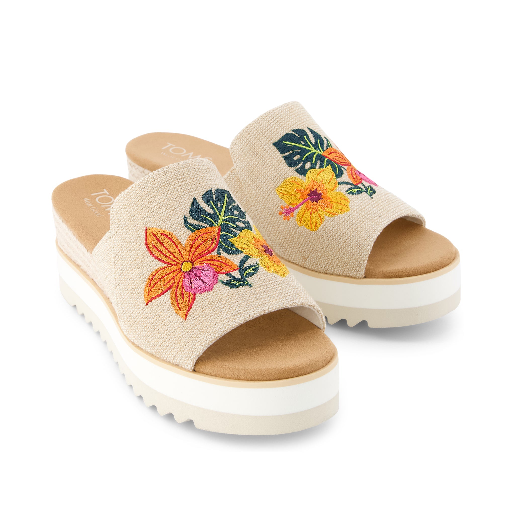 DIANA フラワープリント ミュール Womens Diana Mule Wedge Sandal Embroidered Tropical Floral – TOMS.com