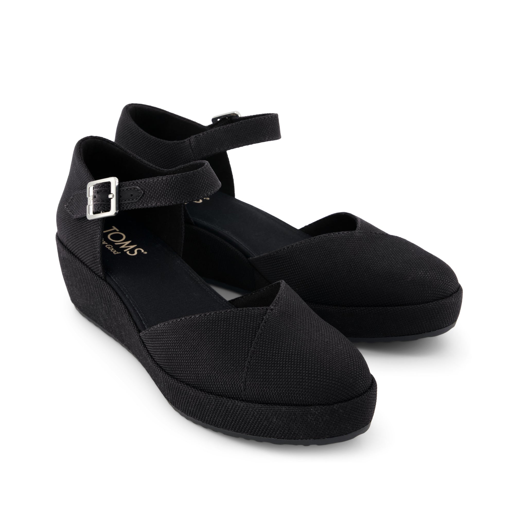 Womens Gwyneth Wedge Black Canvas –
