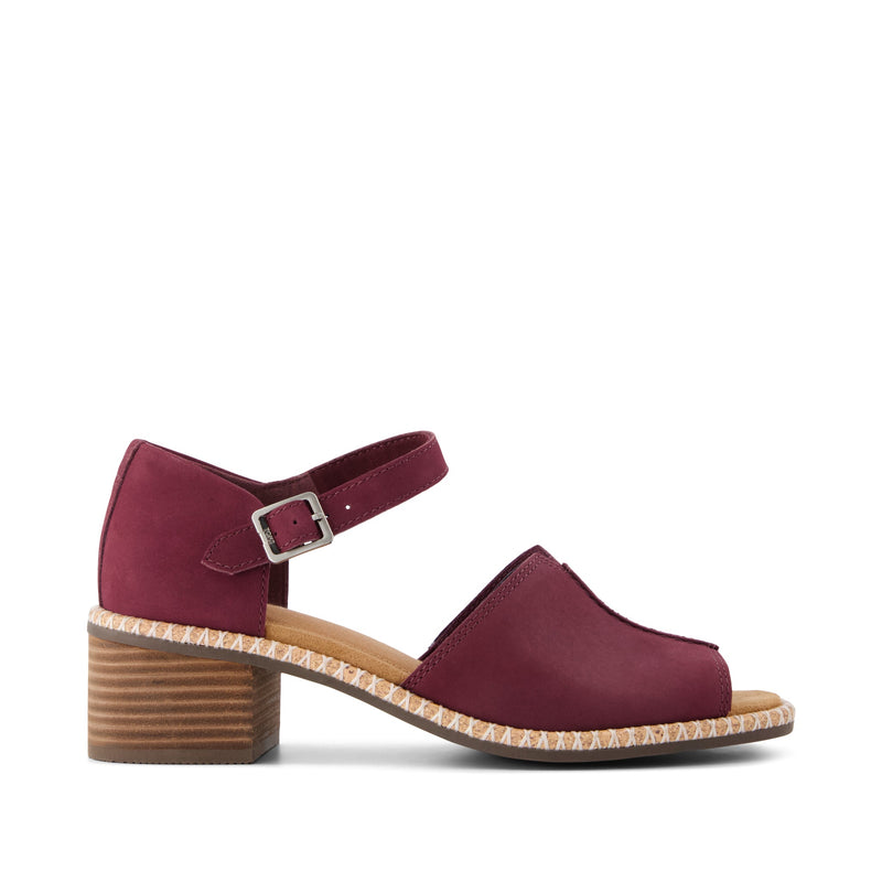 Ines Heel - Burgundy Nubuck Leather Side View