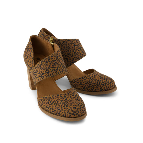 Milan Nova Heel - Toffee Leopard Print Front View
