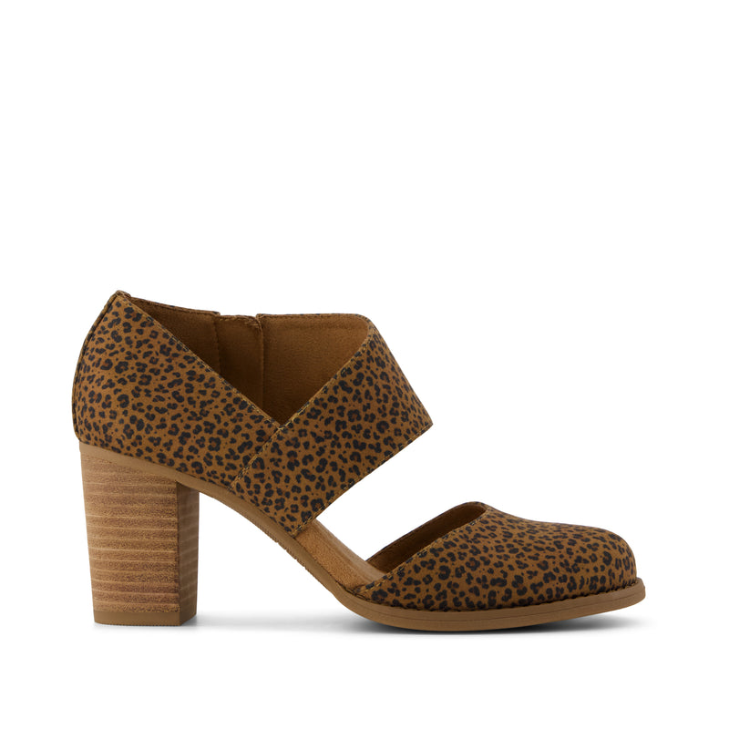 Milan Nova Heel - Toffee Leopard Print Side View