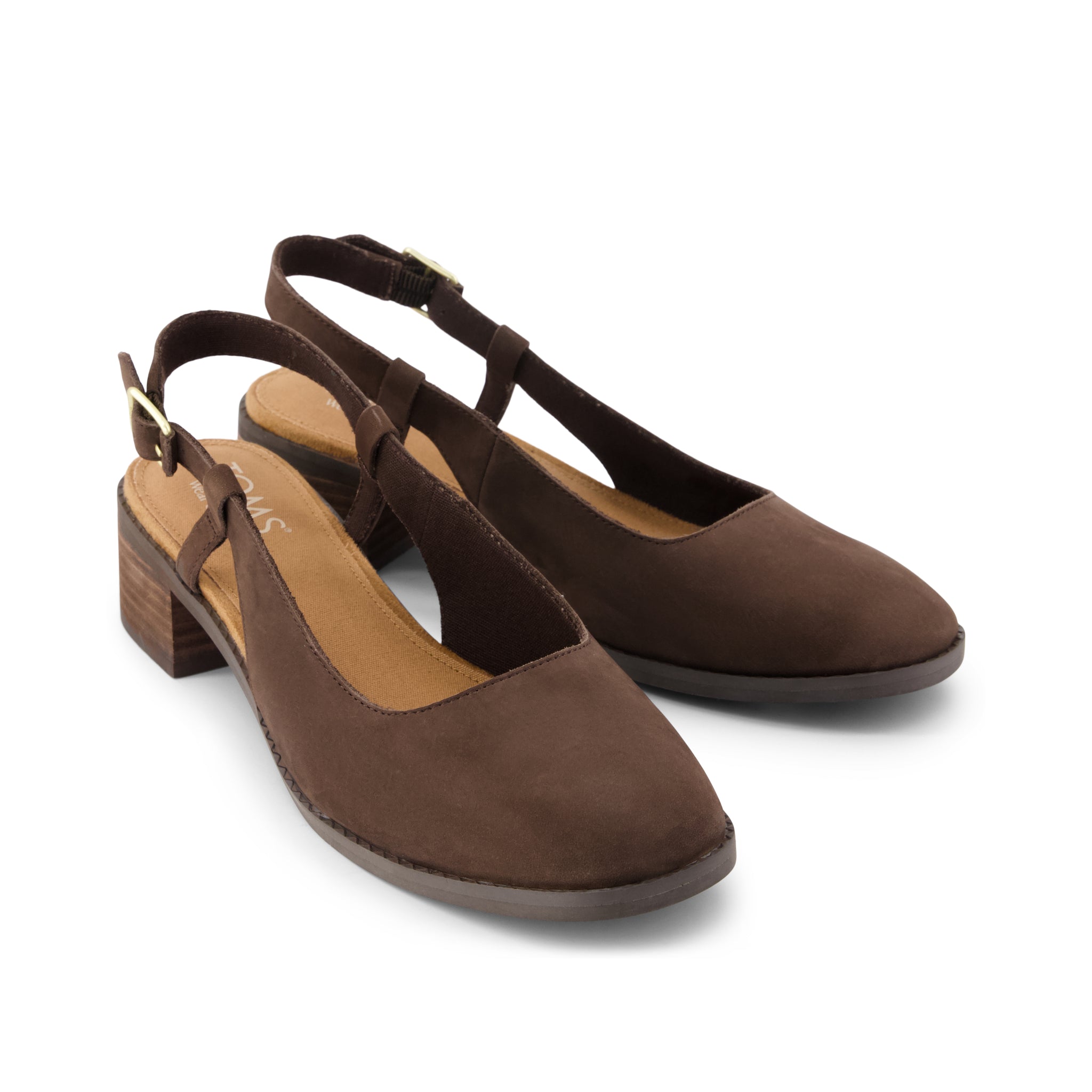 Womens Jaclyn Slingback Heel Chocolate Brown Nubuck Leather – TOMS.com