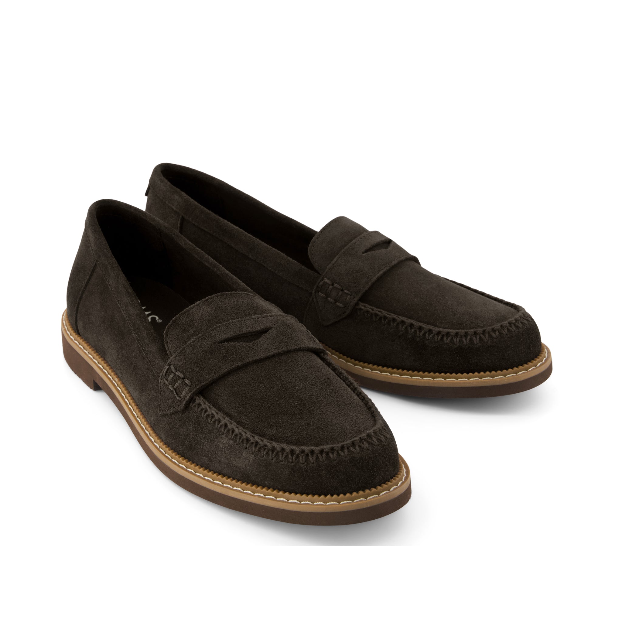 Marie Loafer - Chocolate Brown Deco Stich Suede Front View