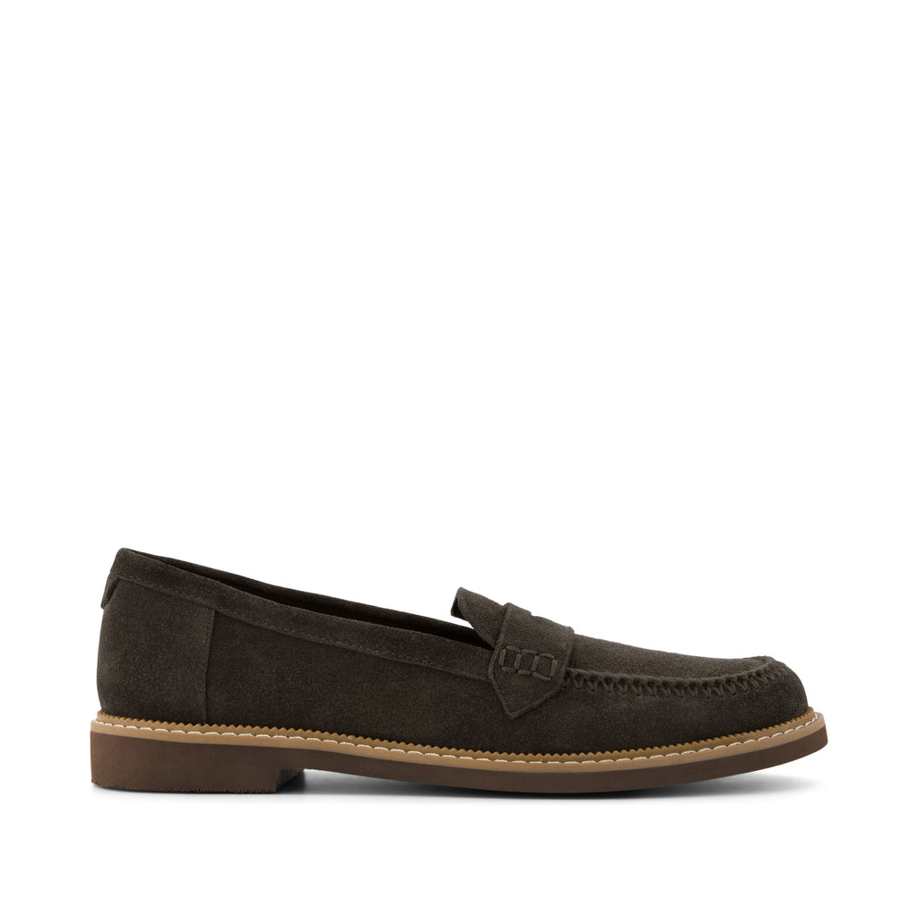 Marie Loafer - Chocolate Brown Deco Stich Suede Side View