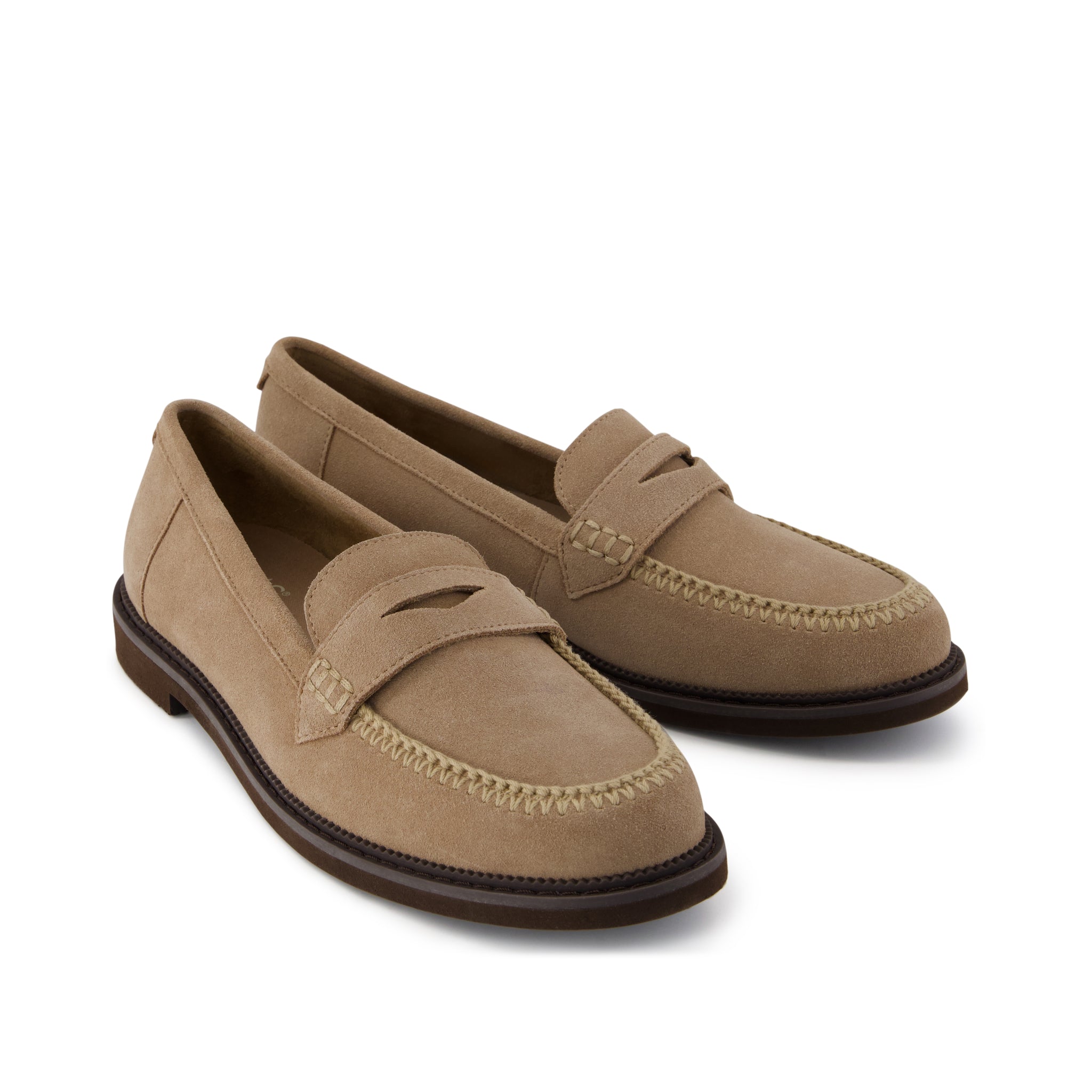 Marie Loafer - Taupe Suede Front View