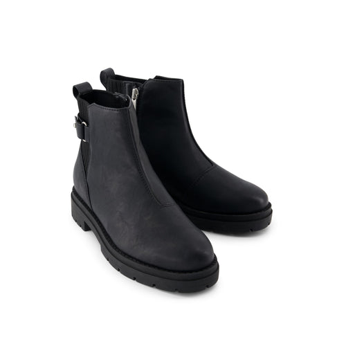 Astrid Boot - Water Repellent Black Faux Leather Front View