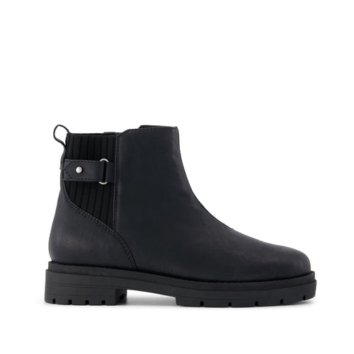 Astrid Boot - Water Repellent Black Faux Leather Side View