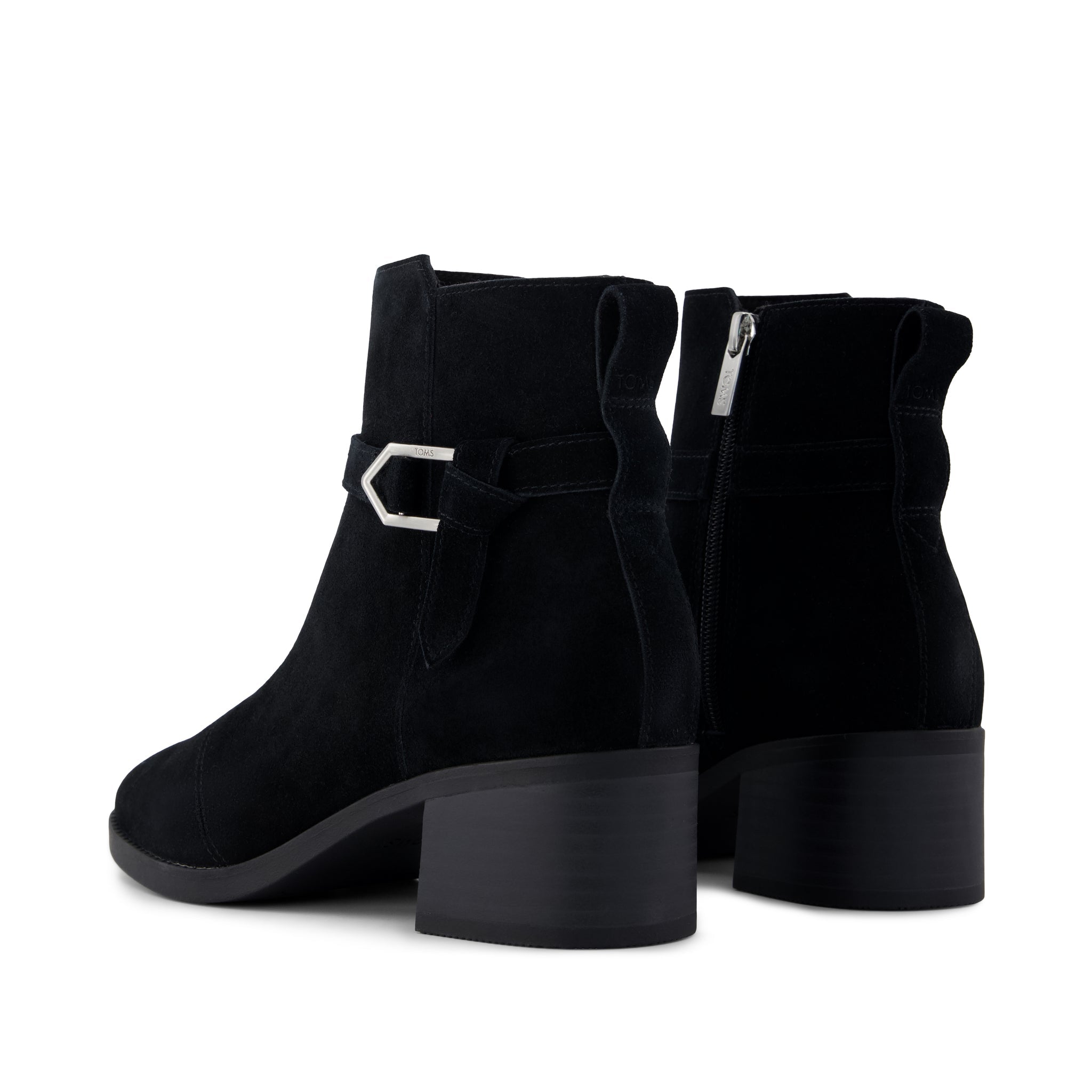 Delilah Buckle Ankle Boot - Black Suede Back View