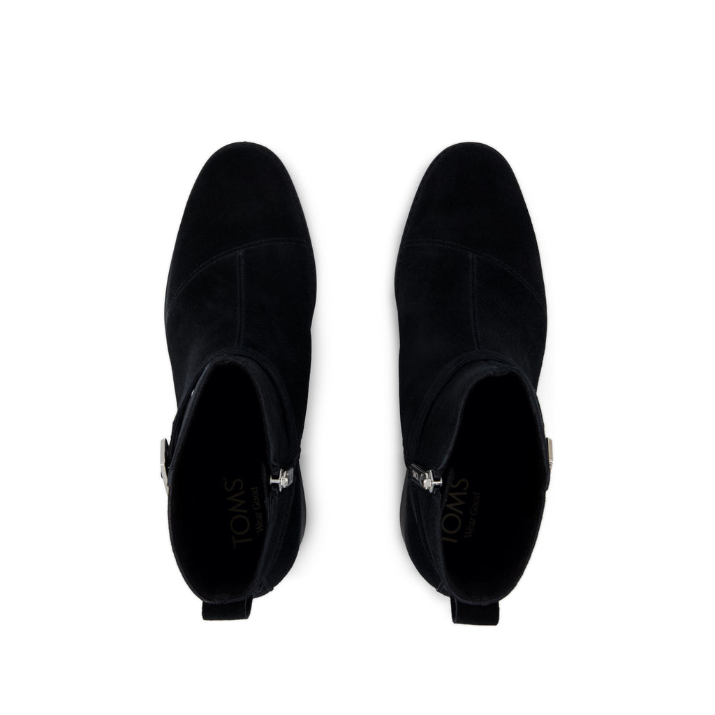 Delilah Buckle Ankle Boot - Black Suede Top View