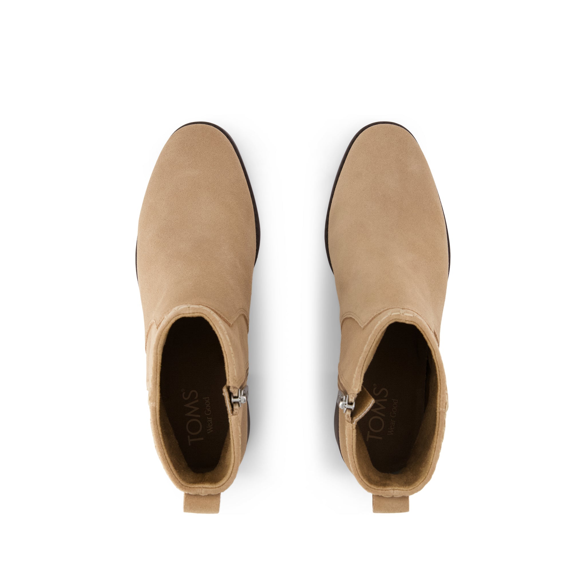 Delilah Heeled Boot - Water Repellent Taupe Suede Top View