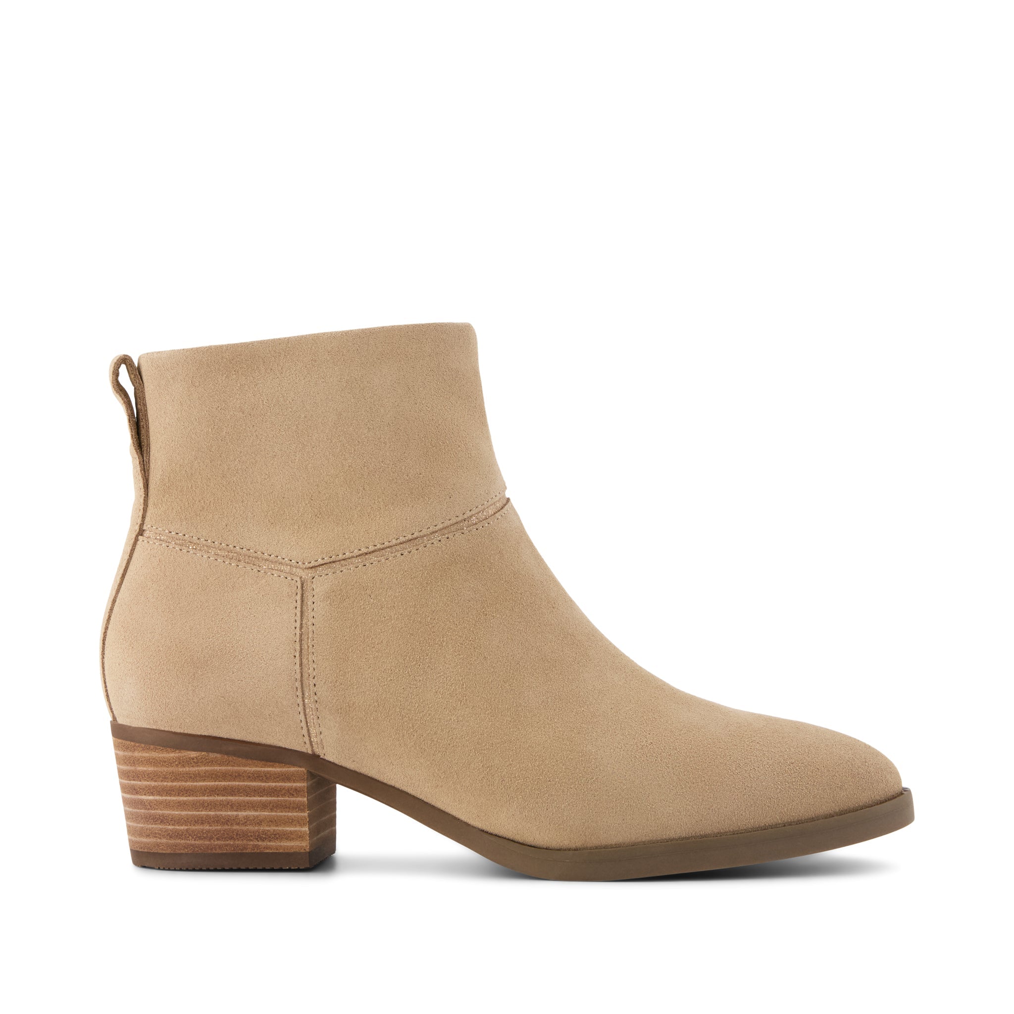 Elia Ankle Boot - Water Resistant Taupe Suede Side View