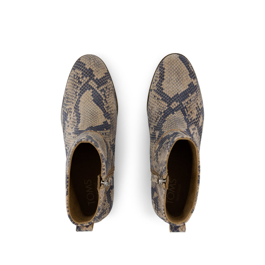 Elia Ankle Boot - Taupe Snake Print Suede Top View