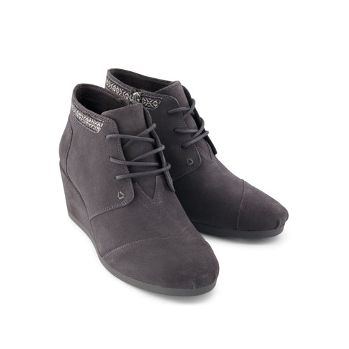 Desert Wedge Ankle Bootie - Forged Iron Suede Front View