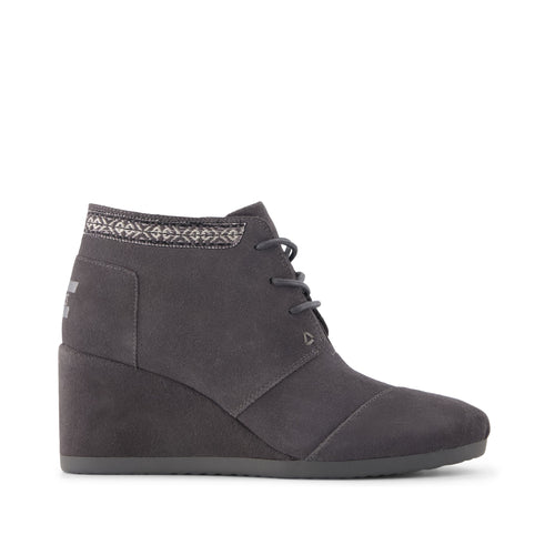 Desert Wedge Ankle Bootie - Forged Iron Suede Side View