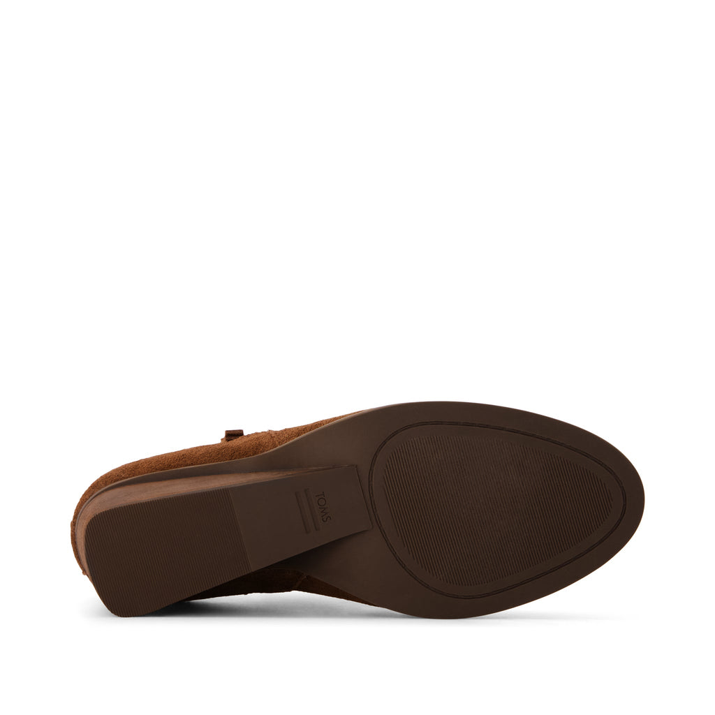 Goldie Wedge Ankle Bootie - Hot Cocoa Suede Bottom Sole View