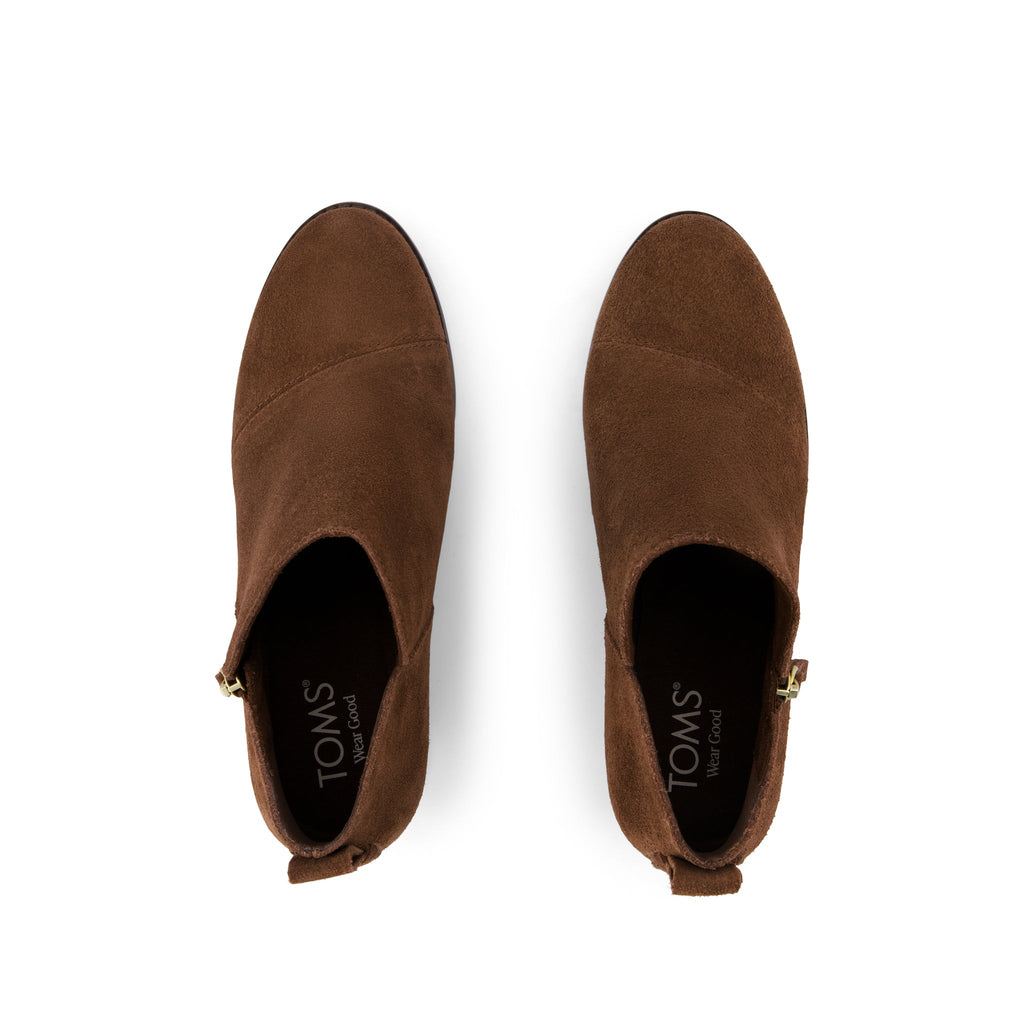 Goldie Wedge Ankle Bootie - Hot Cocoa Suede Top View