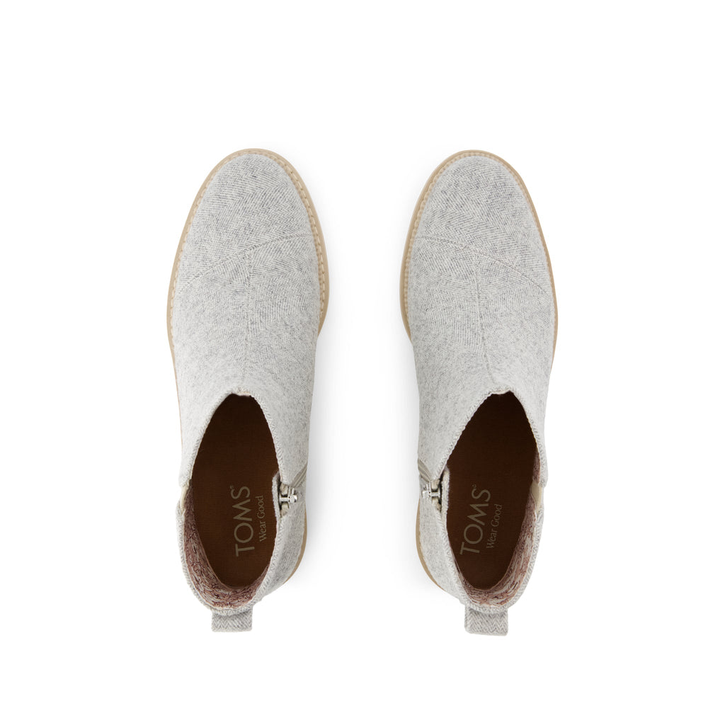 Mina Wedge Boot - Water Repellent Light Grey Heritage Herringbone Top View