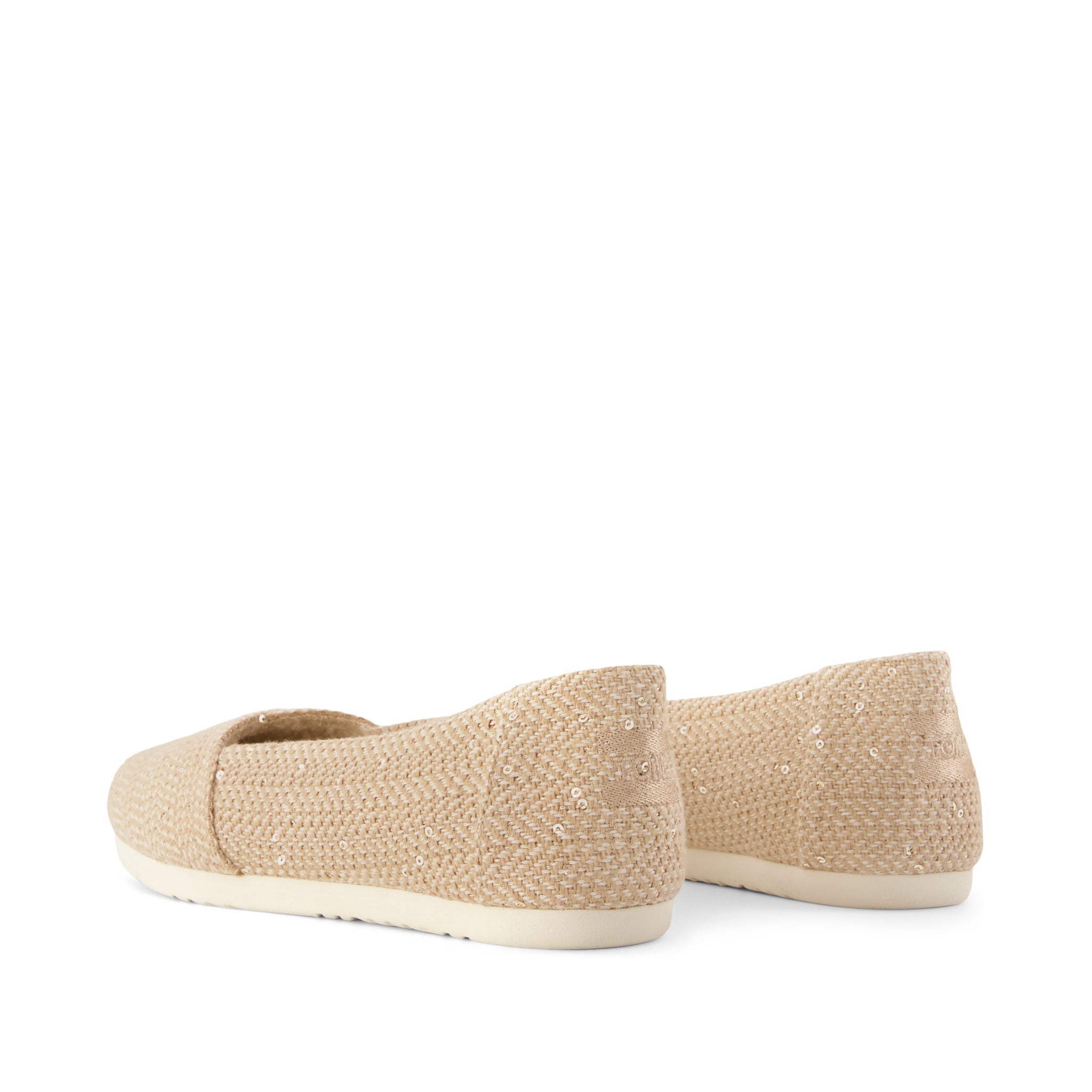 Alpargata Ballet Flat - Oatmeal Sequin Herringbone w/ Faux Shearling Back View