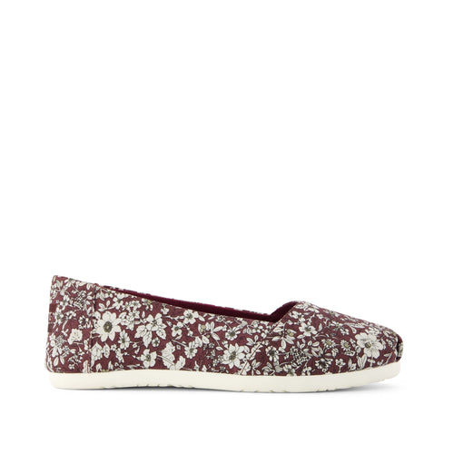Alpargata Ballet Flat - Burgundy Floral Print Side View