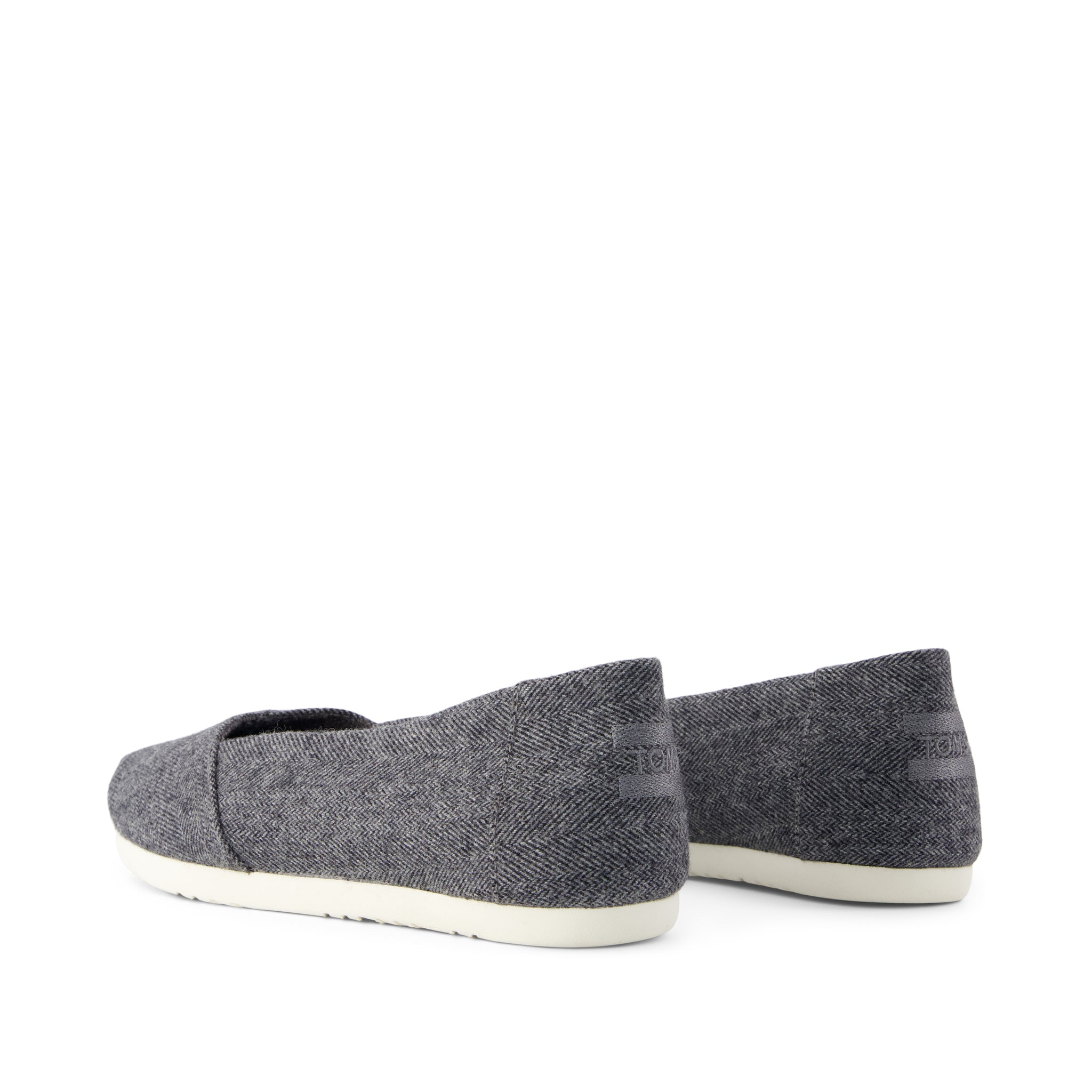 Alpargata Ballet Flat - Charcoal Heritage Herringbone w/ Faux Shearling Back View