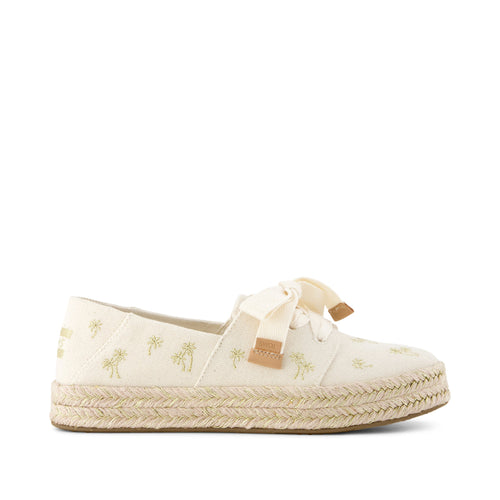 Carolina Lace-Up Espadrille - Metallic Embroidered Palm Trees Side View
