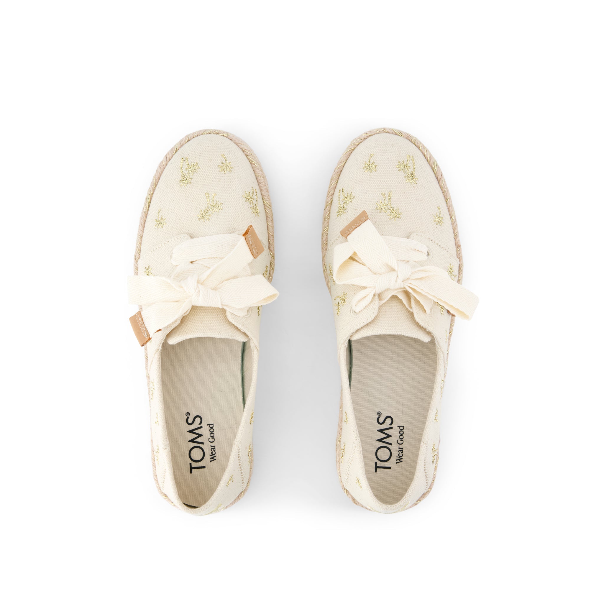 Carolina Lace-Up Espadrille - Metallic Embroidered Palm Trees Top View