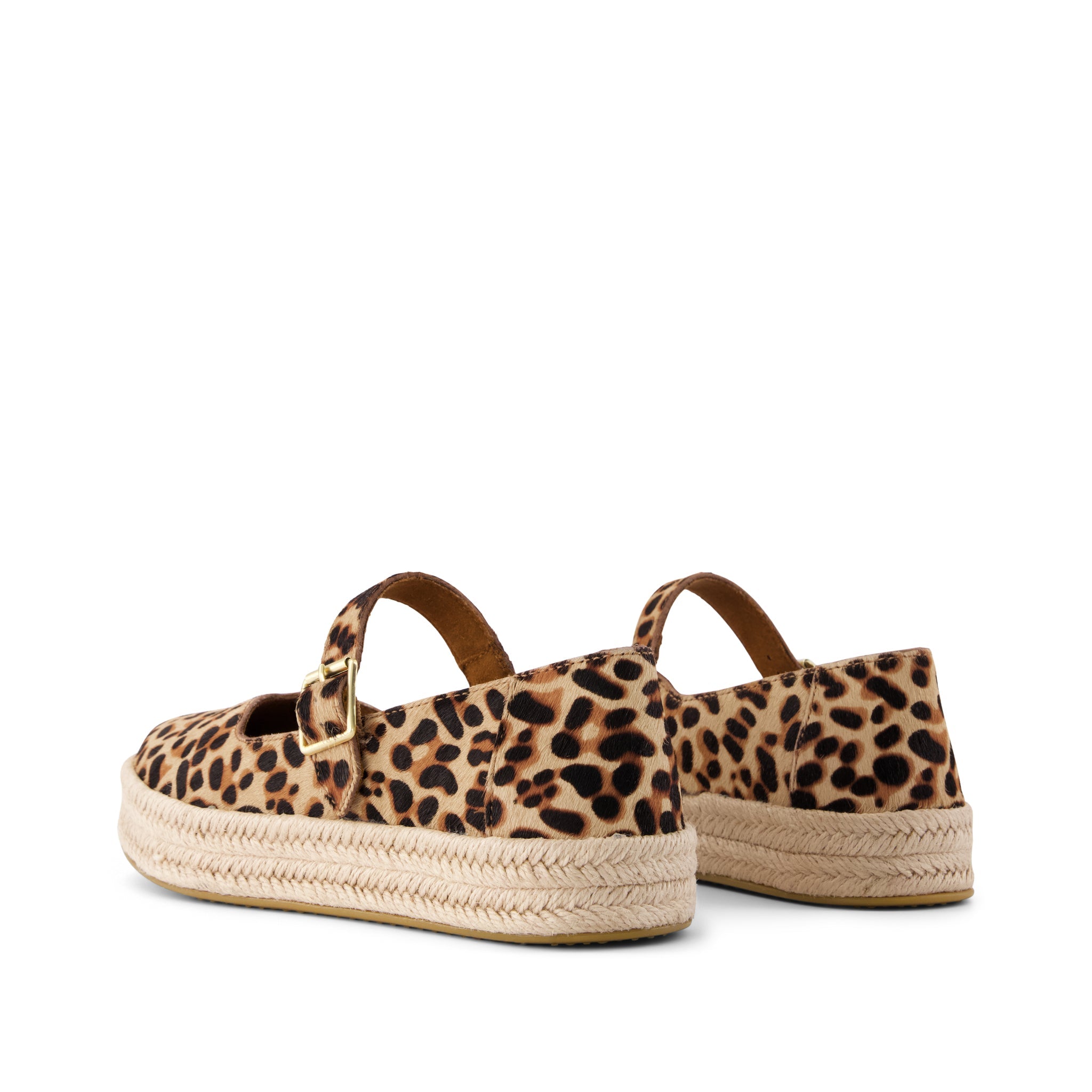 Carolina Mary Jane Espadrille - Brown Sugar Leopard Print Hair Back View