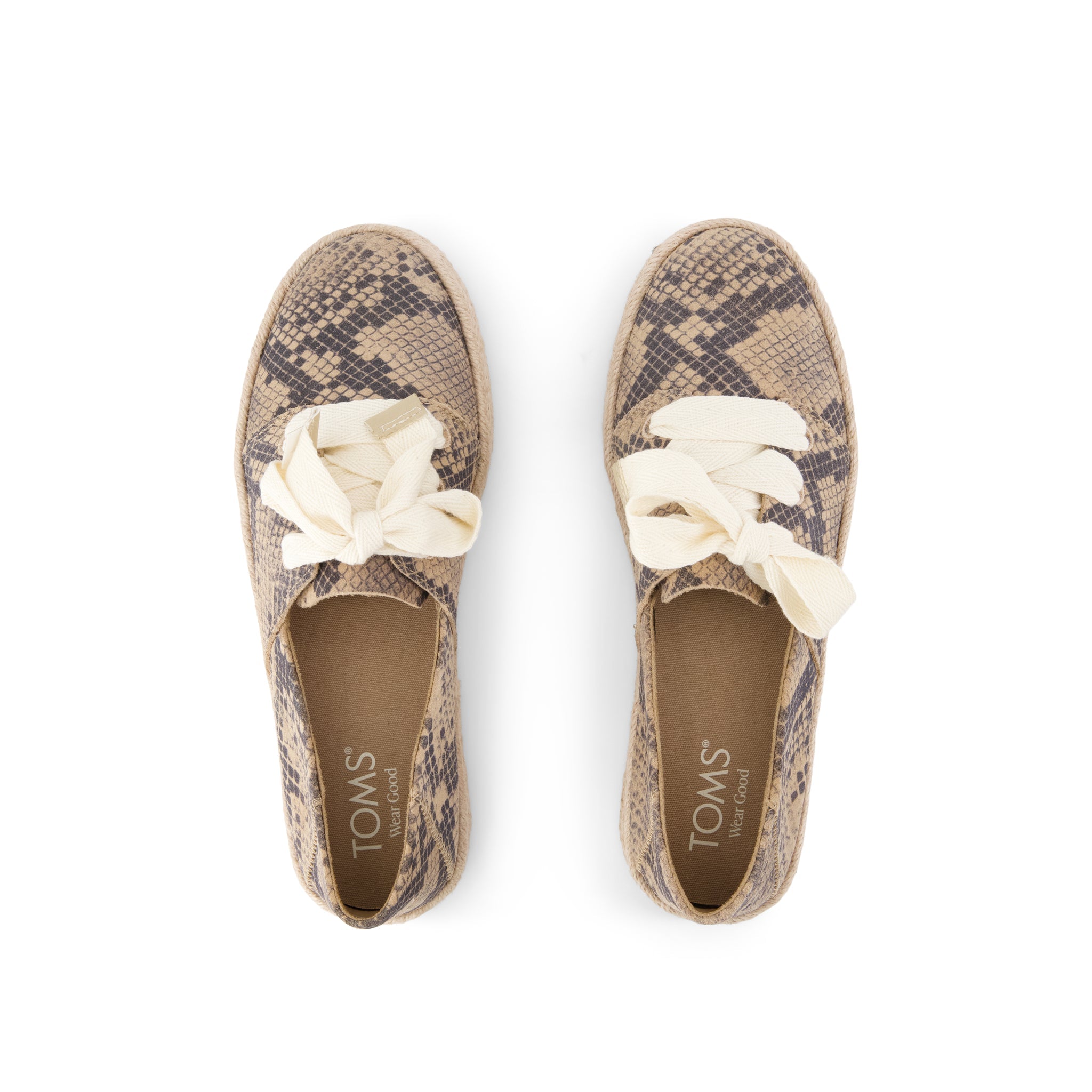 Carolina Lace-Up Espadrille - Taupe Snake Print Suede Top View