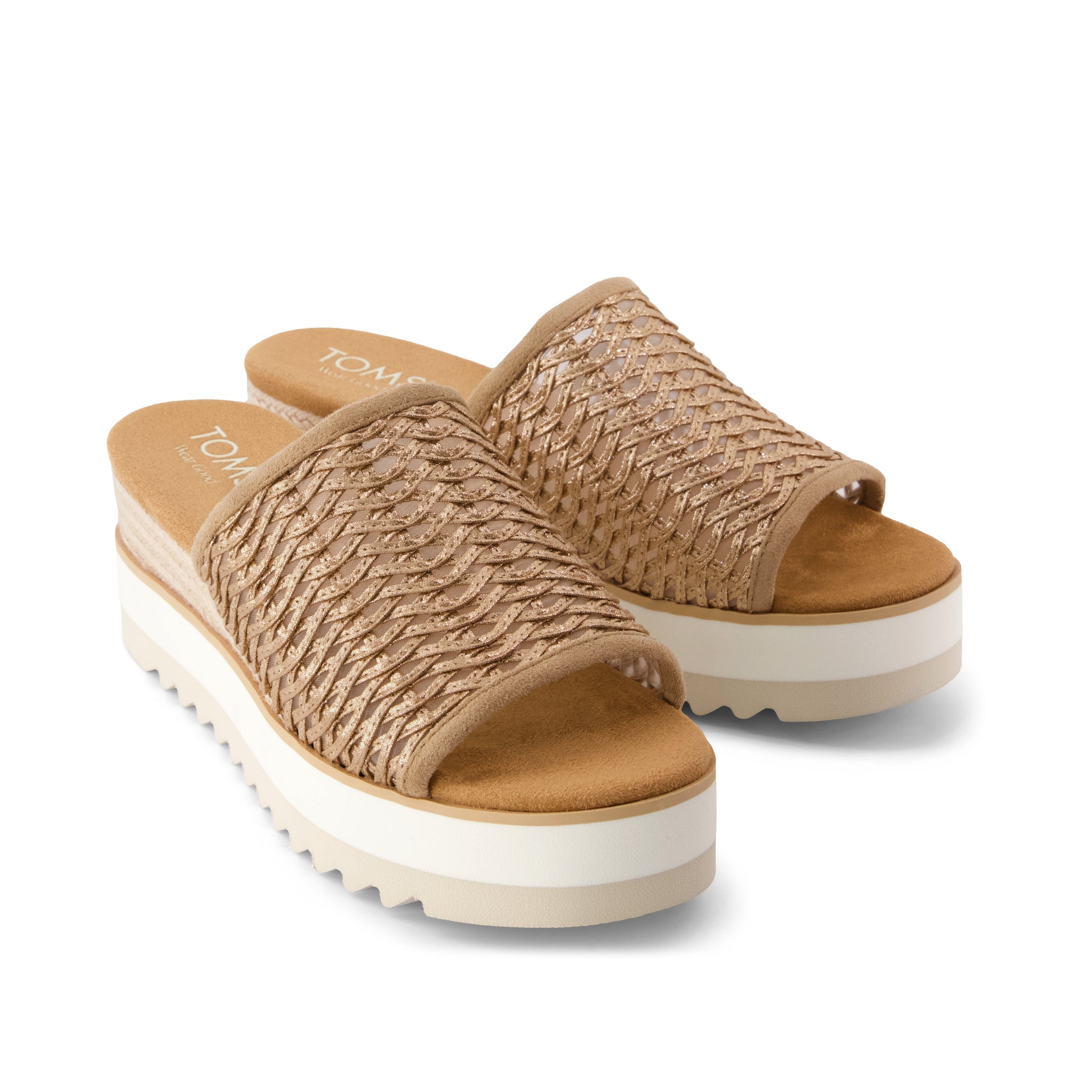 Womens Diana Mule Wedge Sandal Bronze Deco Basket Weave – TOMS.com