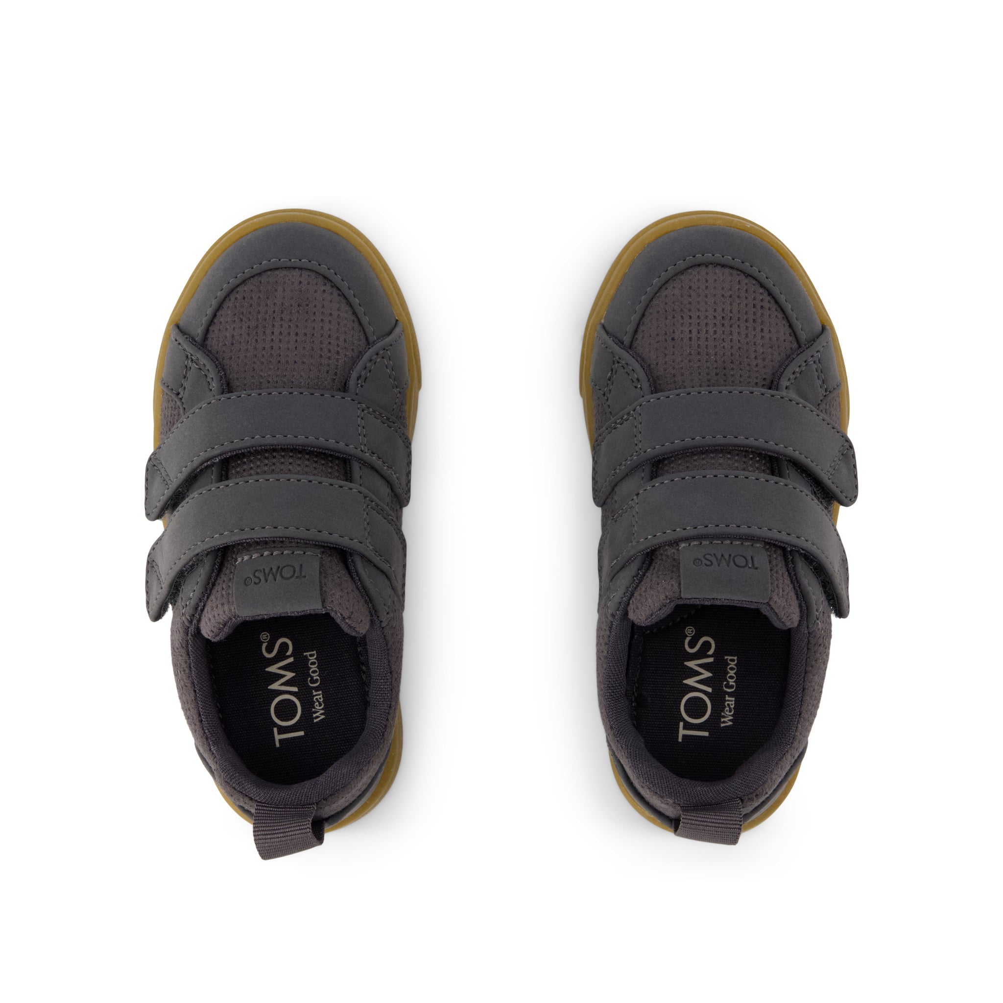 Cruz Double Strap Toddler Sneaker - Forged Iron Deboss Suede Top View