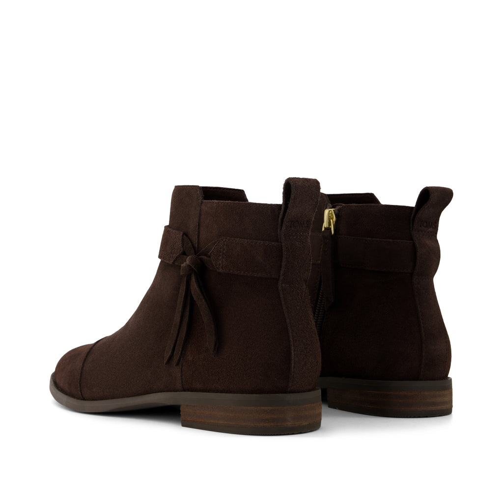 Stacey Ankle Bootie - Chocolate Brown Suede Back View