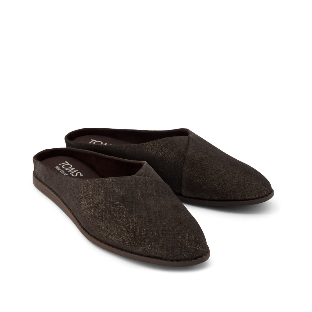 Amelia Mule - Chocolate Brown Metallic Suede Front View