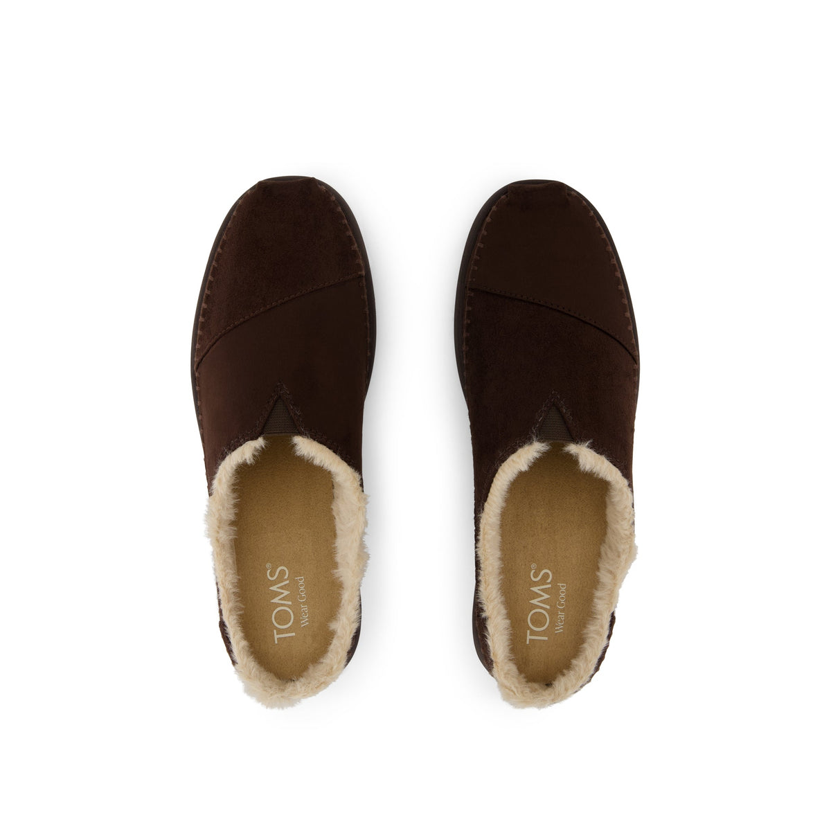 Alpargata Ease Mule - Chocolate Brown Microsuede w/ Faux Fur Top View