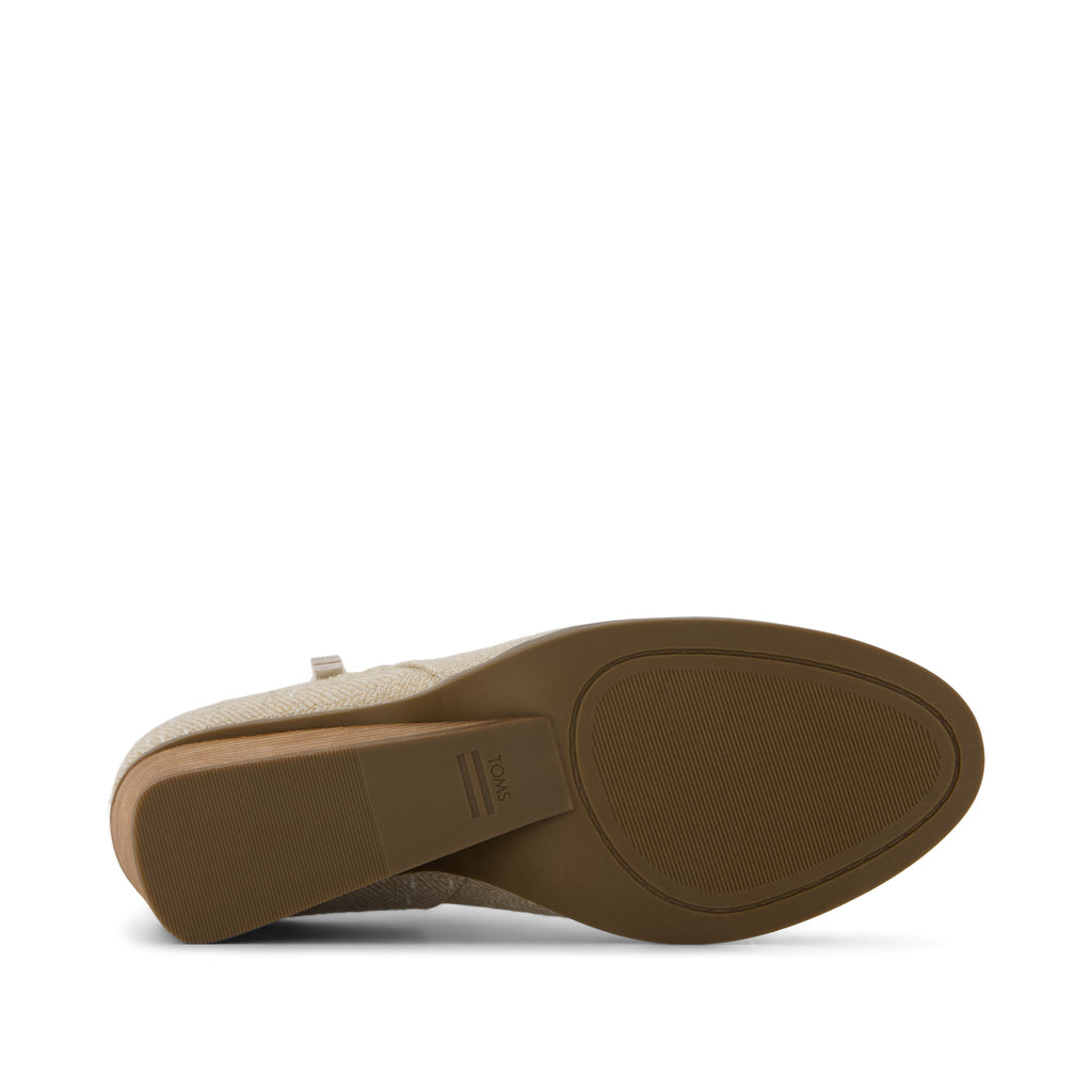 Goldie Wedge Ankle Bootie - Natural Slubby Metallic Twill Bottom Sole View