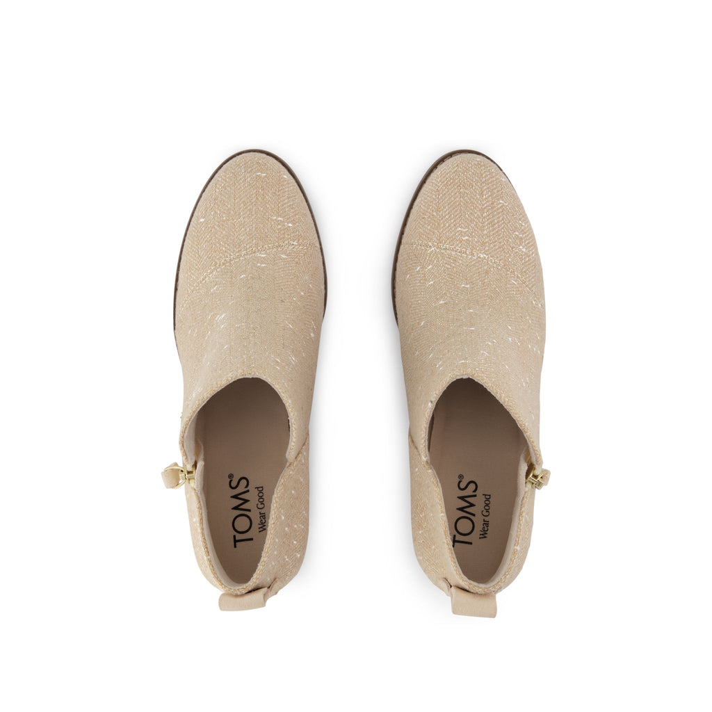 Goldie Wedge Ankle Bootie - Natural Slubby Metallic Twill Top View