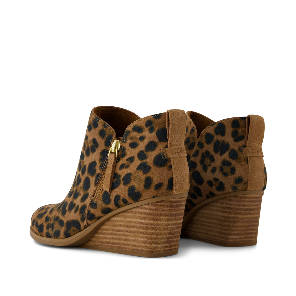 Goldie Wedge Ankle Bootie - Leopard Suede Back View