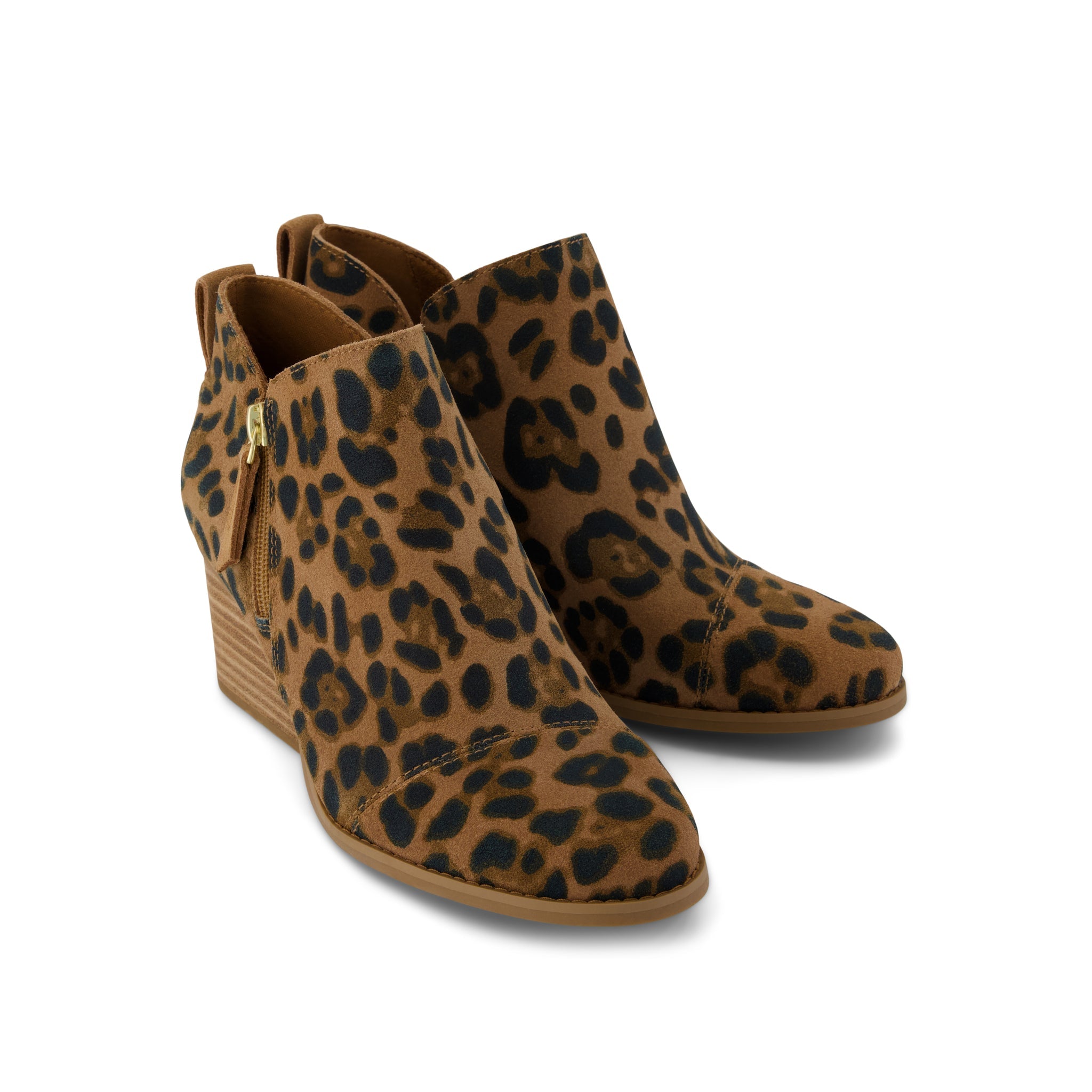 Goldie Wedge Ankle Bootie - Leopard Suede Front View