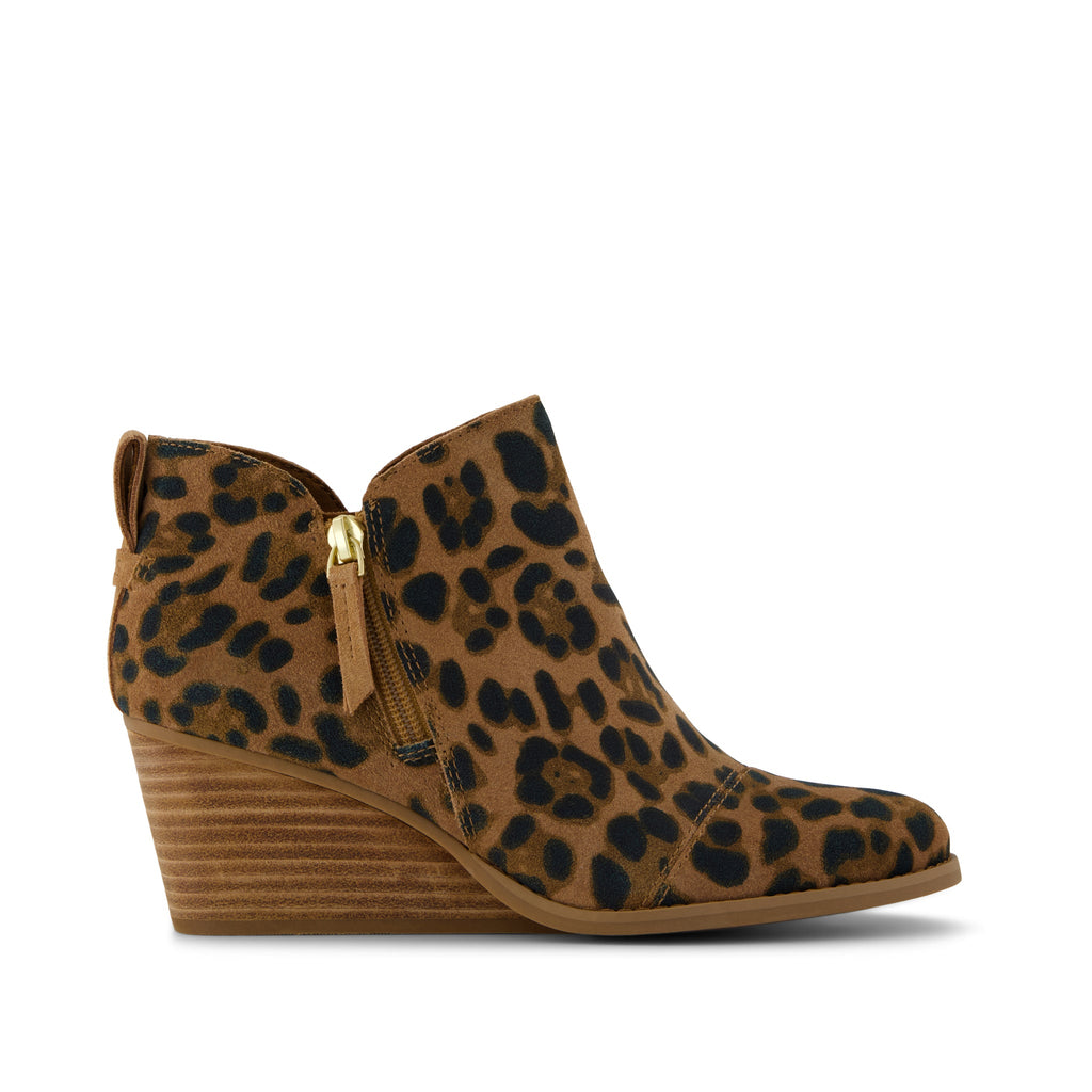 Goldie Wedge Ankle Bootie - Leopard Suede Side View