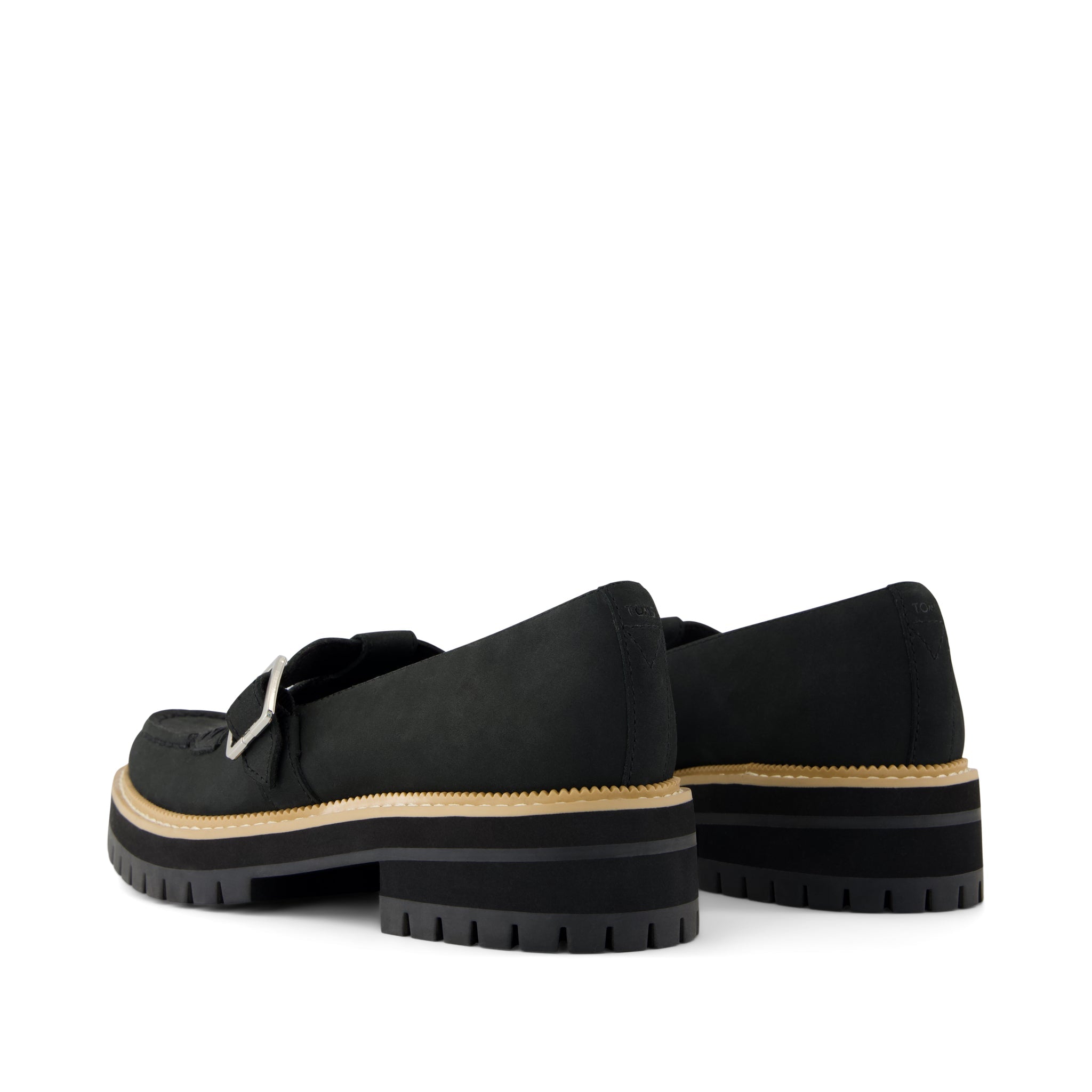 Cara Mary Jane Loafer - Black Nubuck Leather Back View