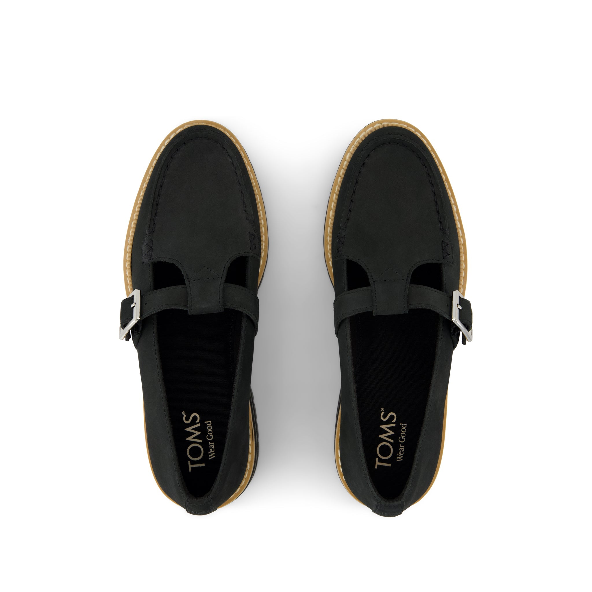 Cara Mary Jane Loafer - Black Nubuck Leather Top View