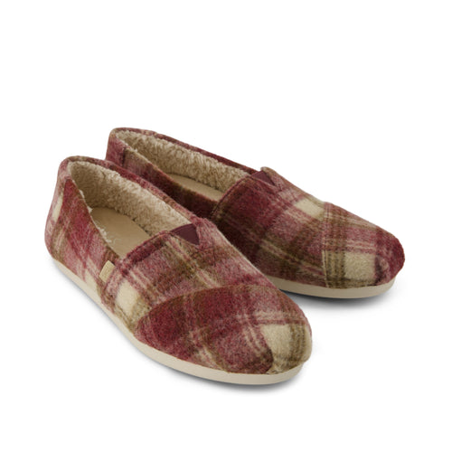 Alpargata Classic - Burgundy Cozy Plaid  Front View
