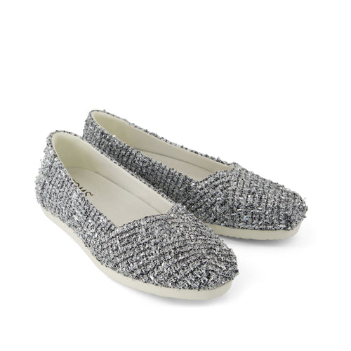 Alpargata Ballet Flat - Metallic Boucle Front View