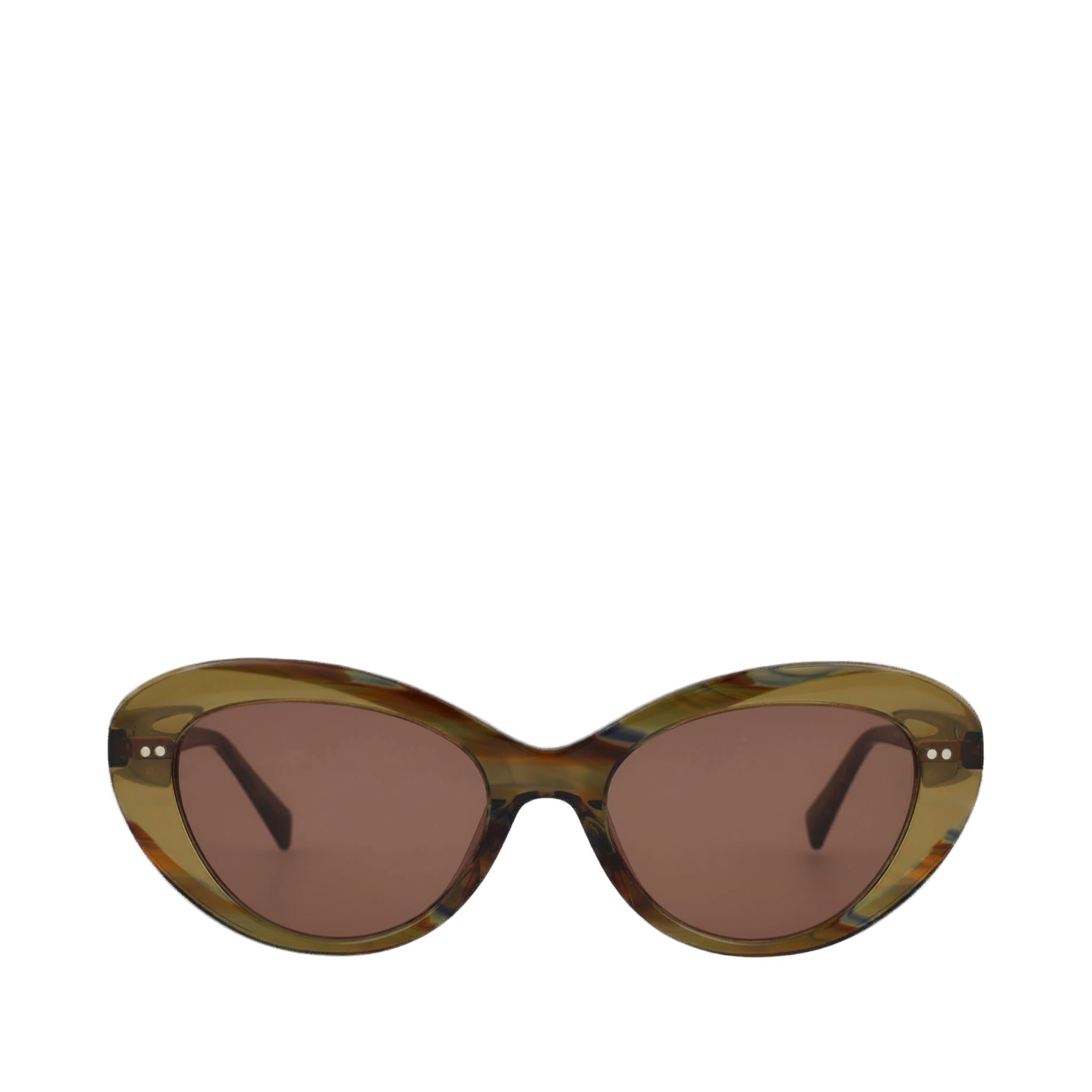 Luna Handcrafted Sunglasses - Striped Prairie-Brown Front View