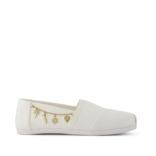 Alpargata Classic - White Recycled Cotton Canvas with Charms Side View