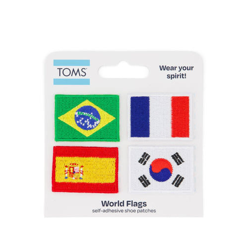  World Flags Brazil, France, Spain, South Korea Patches - Multi Front View